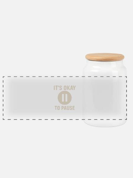 It's okay to pause – minimalist wellness message - Panoramic Cookie Jar with Wooden Lid - white