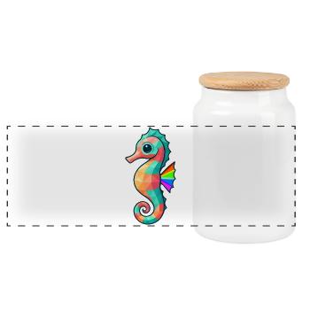 Conception d’hippocampe colorée avec des couleurs arc-en-ciel - Boîte à biscuits avec couvercle en bois - blanc - Devant