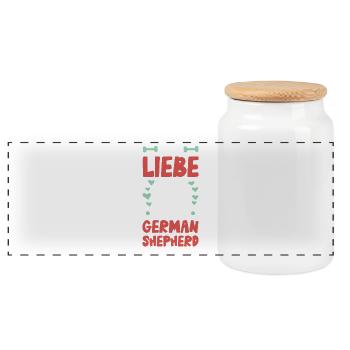 I love my German Shepherd - Panoramic Cookie Jar with Wooden Lid - white - Front