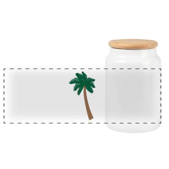 Illustration Palm - Boîte à biscuits avec couvercle en bois - blanc - Devant