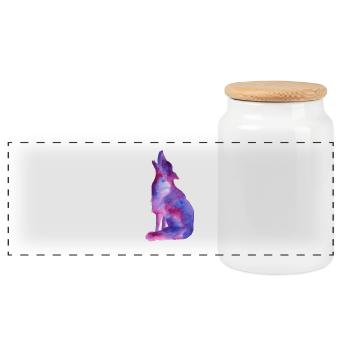 Galaxy Wolf - Boîte à biscuits avec couvercle en bois - blanc - Devant