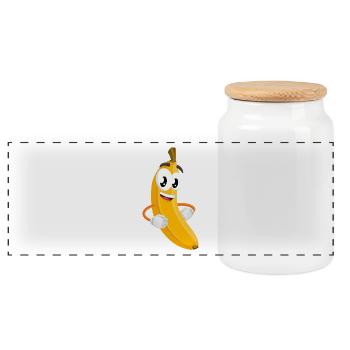 banane banana obst veggie gemuese fruits18 - Panorama Keksdose mit Holzdeckel - Weiß - Vorne