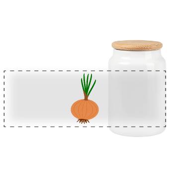 zwiebeln onion halloween gemuese vegetables29 - Panorama Keksdose mit Holzdeckel - Weiß - Vorne