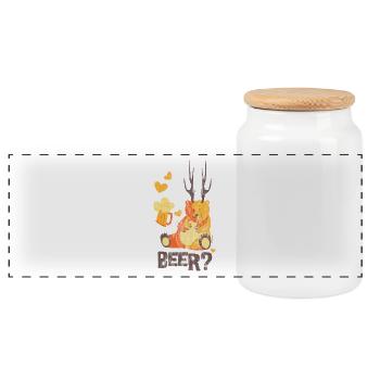 BEAR? - Bier Bierzelt Bär Bären Shirt Motiv - Panorama Keksdose mit Holzdeckel - Weiß - Vorne