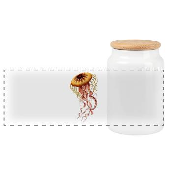 jellyfish fish jellyfish fish animal animal ocean sea - Panoramic Cookie Jar with Wooden Lid - white - Front