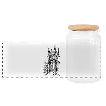 Big Ben - Panoramic Cookie Jar with Wooden Lid - white - Front
