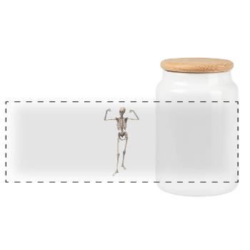 skeleton bone man - Panoramic Cookie Jar with Wooden Lid - white - Front