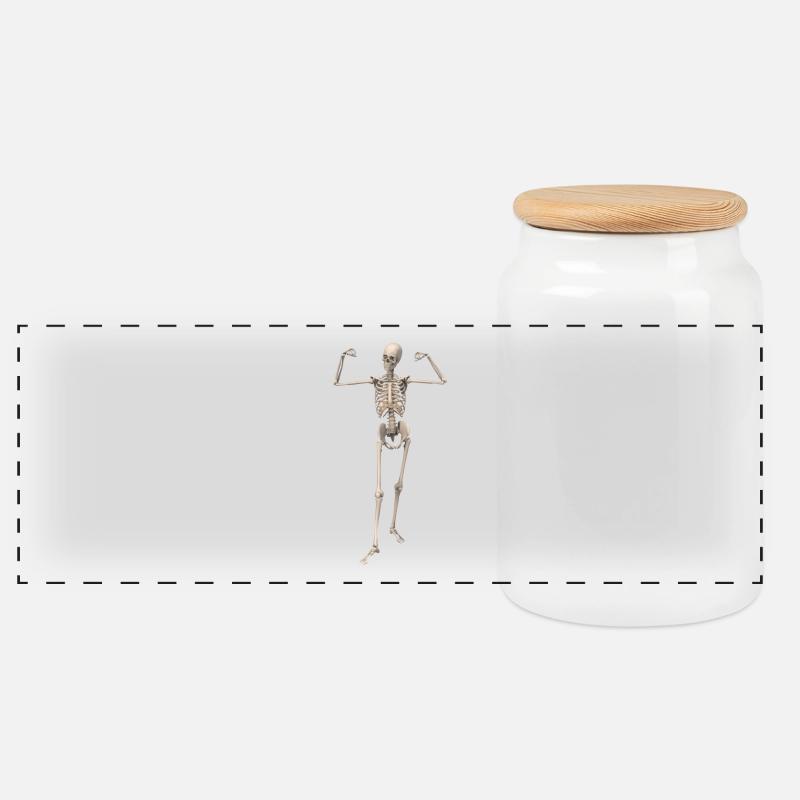 skeleton bone man - Boîte à biscuits avec couvercle en bois - blanc