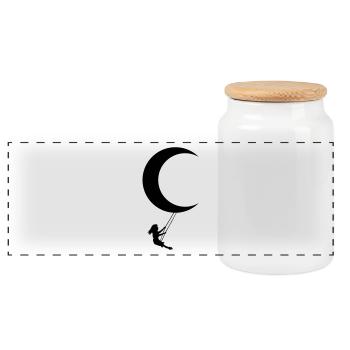 moon swing - Panoramic Cookie Jar with Wooden Lid - white - Front