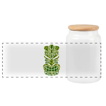 Tū of the angry face - Panoramic Cookie Jar with Wooden Lid - white - Front