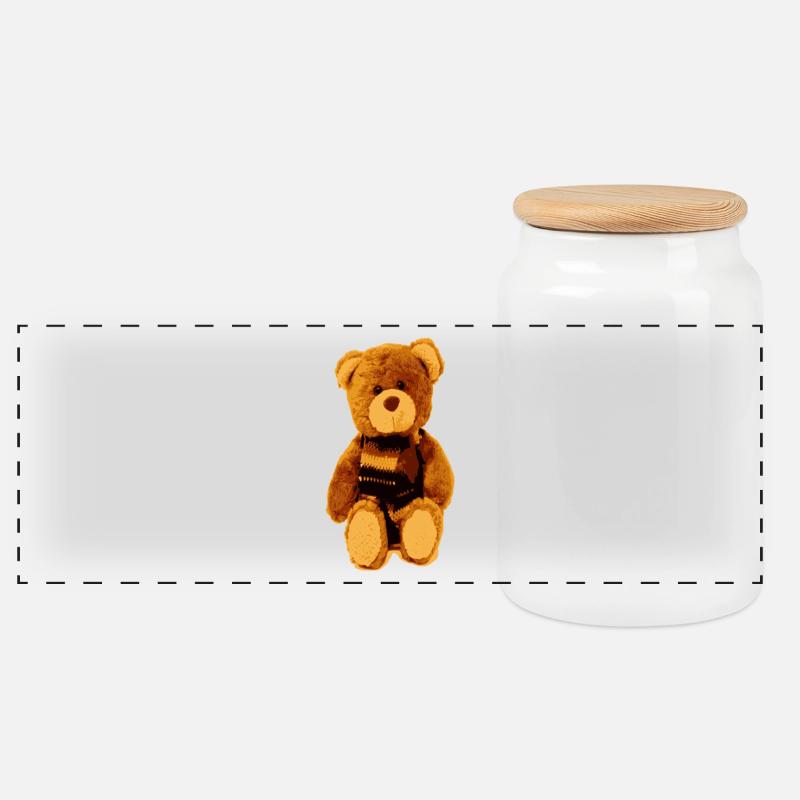 teddy - Panorama Keksdose mit Holzdeckel - Weiß