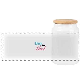Boy or girl - Panoramic Cookie Jar with Wooden Lid - white - Front