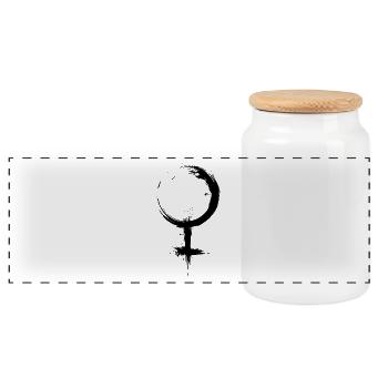 Symbol für Weiblich Symbol Venussymbol weiblich - Panorama Keksdose mit Holzdeckel - Weiß - Vorne