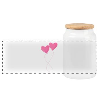 Ballon ballon coeur rose amour - Boîte à biscuits avec couvercle en bois - blanc - Devant