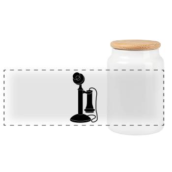 Old_Telephone_vt8 - Panoramic Cookie Jar with Wooden Lid - white - Front