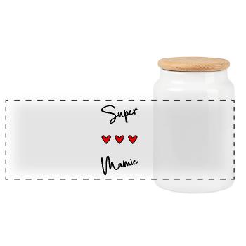 SUPER MAMIE. MAMIE. FÊTE DES MÈRES. BONNE FÊTE - Boîte à biscuits avec couvercle en bois - blanc - Devant