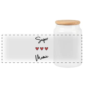 FÊTE DES MÈRES. BONNE FÊTE MAMIE. JE T'AIME MAMIE. - Boîte à biscuits avec couvercle en bois - blanc - Devant