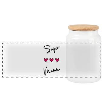 FÊTE DES MÈRES. BONNE FÊTE MAMIE. JE T'AIME MAMIE. - Boîte à biscuits avec couvercle en bois - blanc - Devant