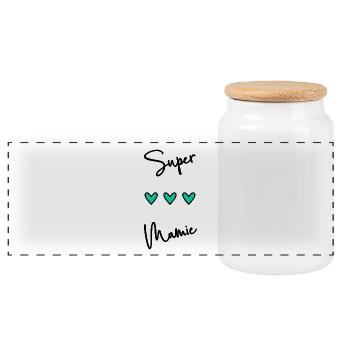 SUPER MAMIE. MAMIE. FÊTE DES MÈRES. BONNE FÊTE - Boîte à biscuits avec couvercle en bois - blanc - Devant