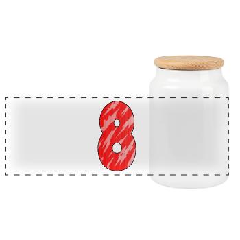 8 Red Pattern - Panoramic Cookie Jar with Wooden Lid - white - Front