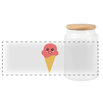 Ice Cream Ice Cream Strawberry Ice Cream - Panoramic Cookie Jar with Wooden Lid - white - Front
