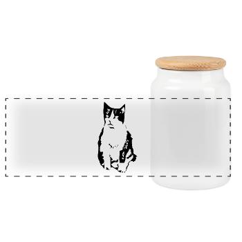 Katze schwarz Katzenshirt Geschenk - Panorama Keksdose mit Holzdeckel - Weiß - Vorne