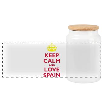 Keep Calm & Love Spain - Panorama Keksdose mit Holzdeckel - Weiß - Vorne