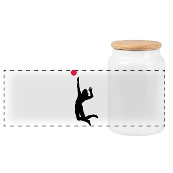 volleyball - Boîte à biscuits avec couvercle en bois - blanc - Devant