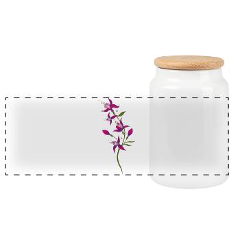 Summer flowers, fuchsias. Purple, pink. - Panoramic Cookie Jar with Wooden Lid - white - Front