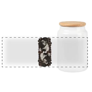 Deux catrines jumelles en roses - Boîte à biscuits avec couvercle en bois - blanc - Devant