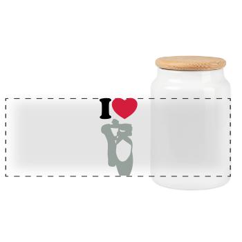 I love ballet - Ich liebe Ballett - Panorama Keksdose mit Holzdeckel - Weiß - Vorne