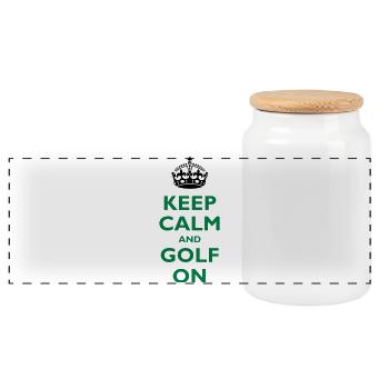 Keep calm and golf on - Panoramic Cookie Jar with Wooden Lid - white - Front