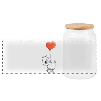 Westie Mit Herz - Hund - Panorama Keksdose mit Holzdeckel - Weiß - Vorne