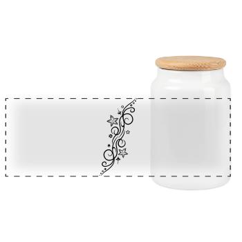 Tattoo ornament with flowers and stars. - Panoramic Cookie Jar with Wooden Lid - white - Front