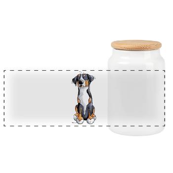 Grand bouvier suisse - Chien - Chiens - Boîte à biscuits avec couvercle en bois - blanc - Devant