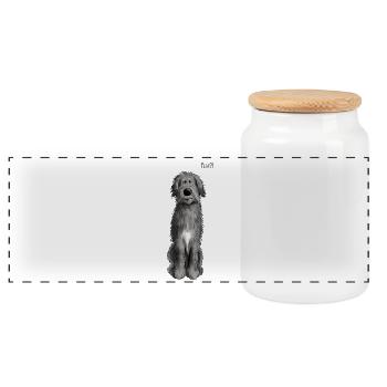 Wolfhound irlandais - Boîte à biscuits avec couvercle en bois - blanc - Devant