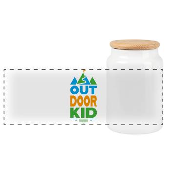 children - Panoramic Cookie Jar with Wooden Lid - white - Front