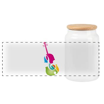 violon coloré stylisé avec clé de violon - Boîte à biscuits avec couvercle en bois - blanc - Devant