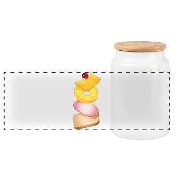 Pineapple,cheese,ham and toast bread -Toast Hawaii - Panoramic Cookie Jar with Wooden Lid - white - Front