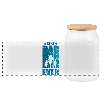 BEST DAD EVER TWO KIDS DAD OF TWO - Panoramic Cookie Jar with Wooden Lid - white - Front