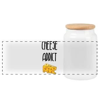 Cheese Addict / Cheese Addict - Panoramic Cookie Jar with Wooden Lid - white - Front