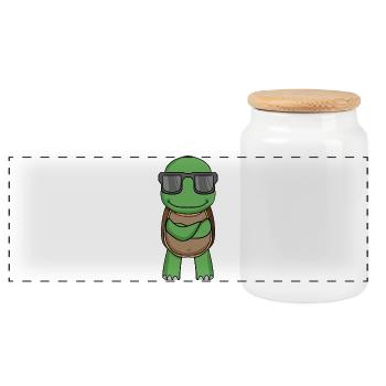 Tortue avec lunettes de soleil - Boîte à biscuits avec couvercle en bois - blanc - Devant