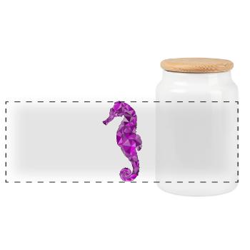 Seahorse géométrique violette - Boîte à biscuits avec couvercle en bois - blanc - Devant