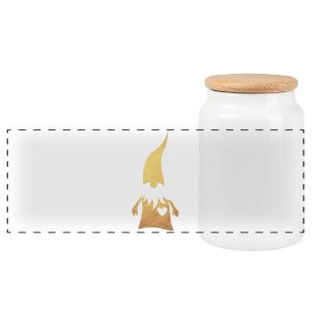 Secret Santa Gold Christmas Gift Idea deluxe - Panoramic Cookie Jar with Wooden Lid - white - Front