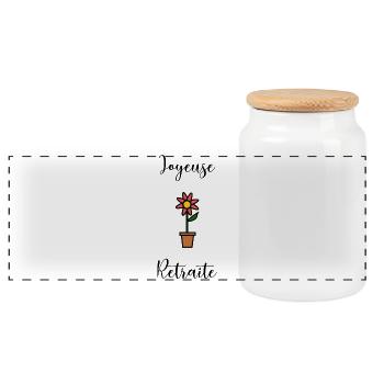 RETRAITE. BONNE RETRAITE. JOYEUSE RETRAITE. FLEUR - Boîte à biscuits avec couvercle en bois - blanc - Devant