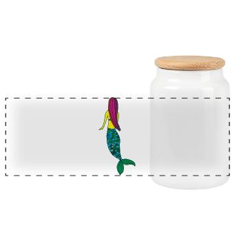 sirène - Boîte à biscuits avec couvercle en bois - blanc - Devant