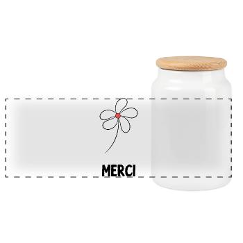 MERCI. MAÎTRESSE. MAÎTRE. MERCI MAÎTRESSE. FLEUR - Boîte à biscuits avec couvercle en bois - blanc - Devant