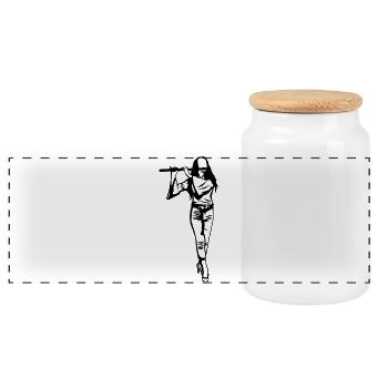 Croquis de la flûte - Boîte à biscuits avec couvercle en bois - blanc - Devant