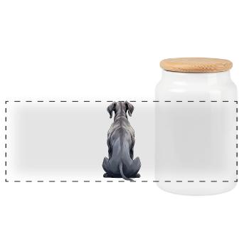 Great Dane - Panoramic Cookie Jar with Wooden Lid - white - Front