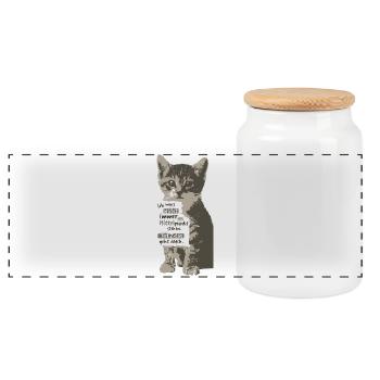 Ich muss nicht immer im Mittelpunkt stehen KATZE - Panorama Keksdose mit Holzdeckel - Weiß - Vorne
